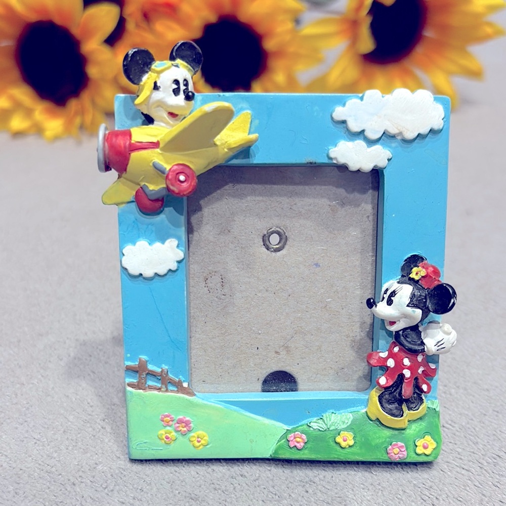 Vintage 1994 Disney Mickey & Minnie Mouse Blue Photo Frame / Magnet Home Decor !